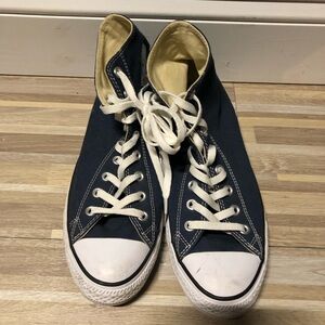 Navy High-Top Canvas Athletic Sneakers - Men's